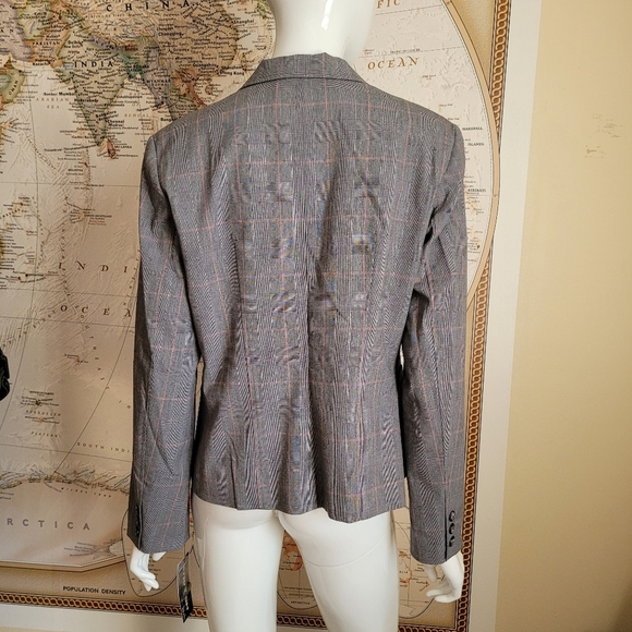 Rafaella Petite Women's Gray Pink Plaid Fitted Lined Blazer Office Work NWT 14 - Picture 11 of 12